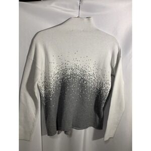 Christian Siriano New York SZ S Sweater high mock neck speckled white to grey